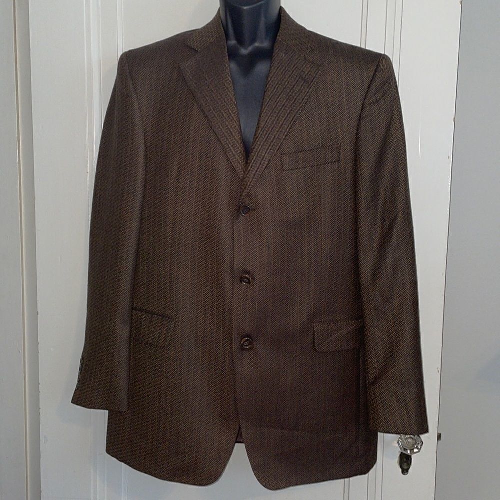 Jack Victor brown herringbone wool blazer‎